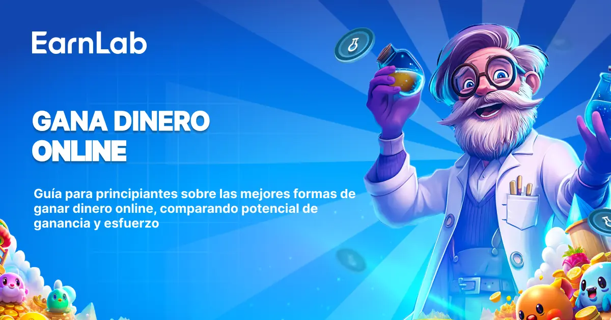 Guía para principiantes sobre las mejores formas de ganar dinero online, comparando potencial de ganancia y esfuerzo