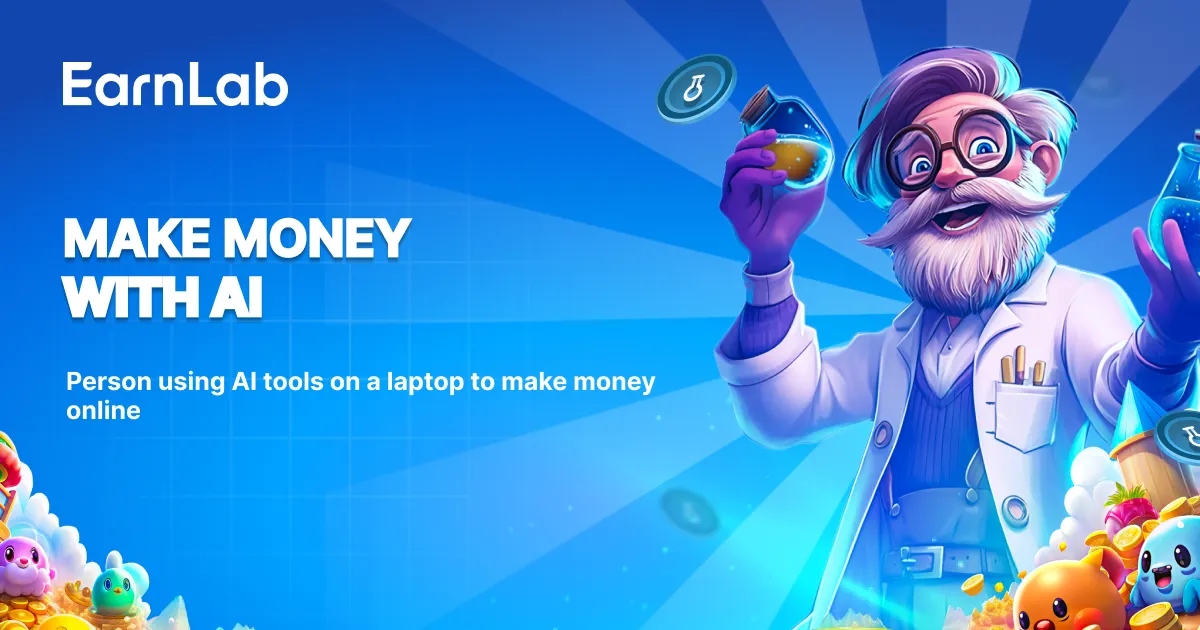 Person using AI tools on a laptop to make money online