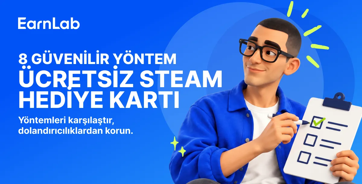 Steam hediye kartları ve bir oyun bilgisayarının yanında puan kazanılan bir ödül uygulamasını gösteren akıllı telefon